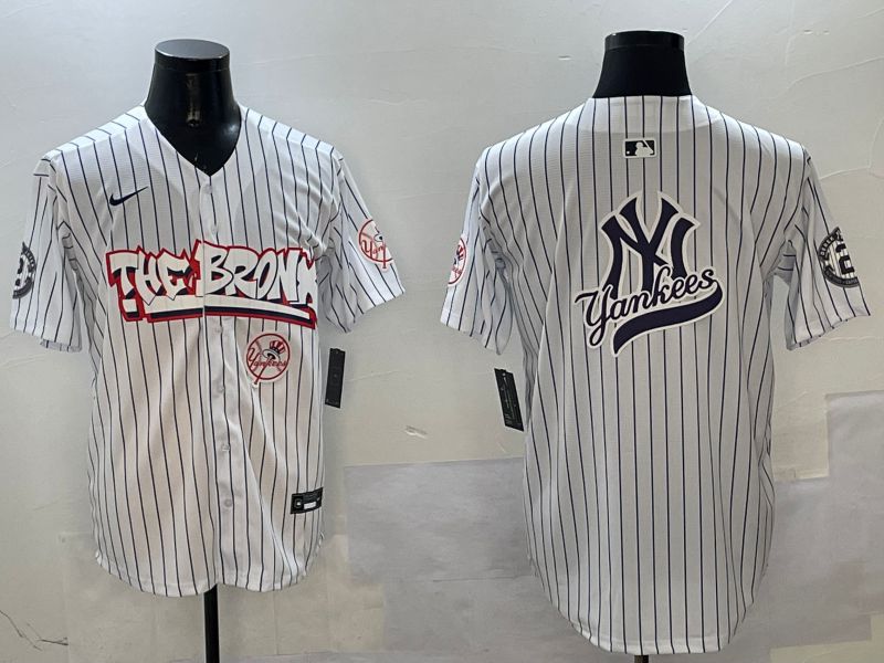 Men New York Yankees Blank White Stripe four generations Joint Name 2025 Nike MLB Jersey style 17->new york yankees->MLB Jersey